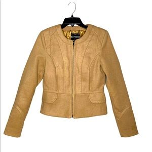Express Tan Fitted Waist Jacket Small